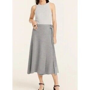 JCrew Sweater Skirt Merino Wool  Maxi Wrap Gray Women’s XS Office Preppy Classic
